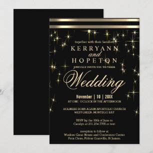 Invitation Classy Black & Gold Starlight avec Bars Invitatiat