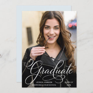 Invitation Classy Chic Élégant Script PHOTO Graduation Party
