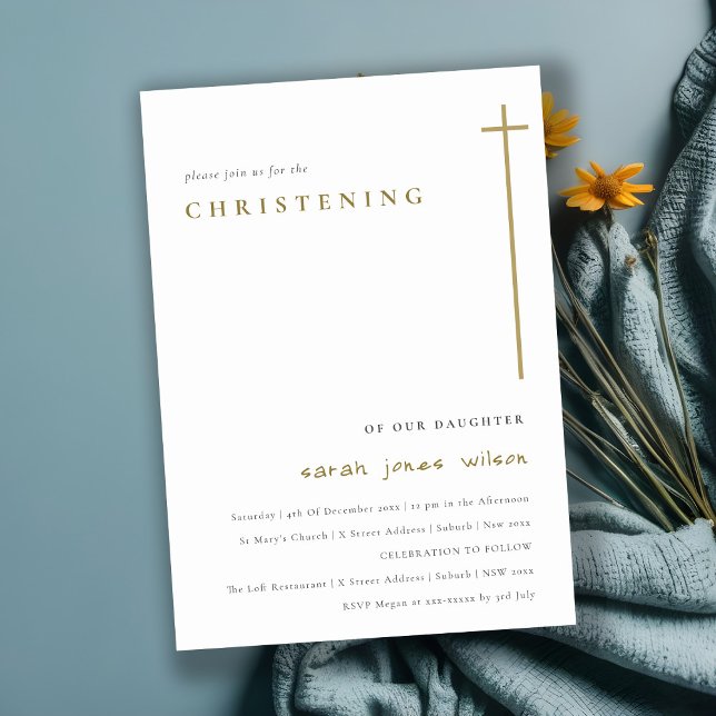 Invitation Classy Elegant Minimal Gold Typographie Christenin (Créateur téléchargé)