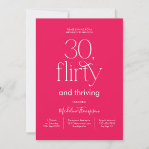 Invitation Classy Elegant Plain Rose Magenta 30e anniversaire