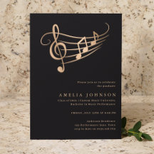Classy Gold Music Notes Graduation Minimale