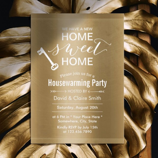 Invitation Classy Gold New Home Sweet Home Fête du réchauffem (Créateur téléchargé)