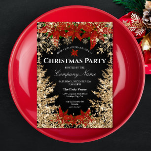 Invitation Classy Gold Red Parties scintillant Corporate Chri
