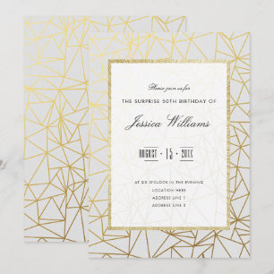 Invitation Classy Gold & White Surprise 50e anniversaire