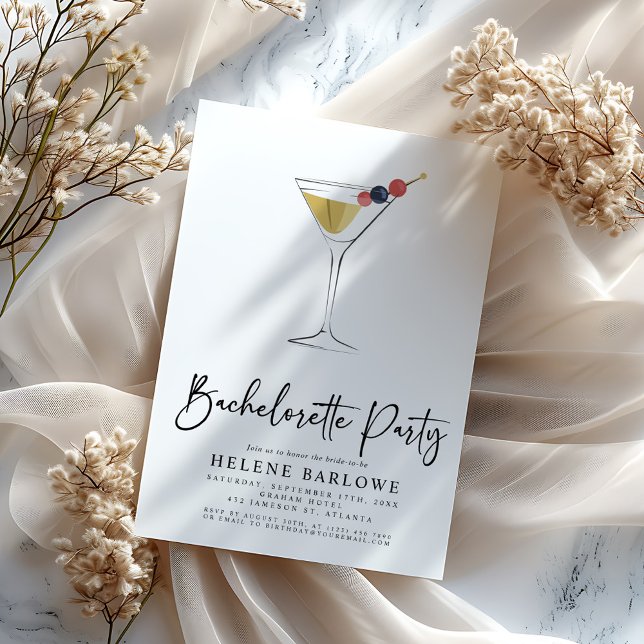 Invitation Classy Martini Cocktail Élégant Bachelorette Party (Classy Martini Cocktail Elegant Bachelorette Party Invitation)