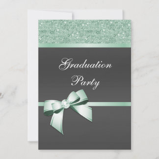Invitation Classy Mint Green & Black Graduation Party