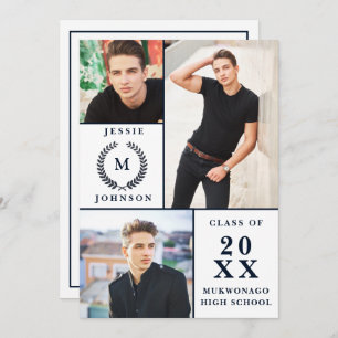 Invitation Classy Modern Script 3 PHOTO Graduation Party