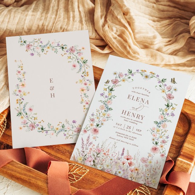 Invitation Classy Pastel Fleur sauvage Secret Garden Wedding (Créateur téléchargé)
