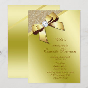Invitation Classy Romantic Gold fête d'anniversaire