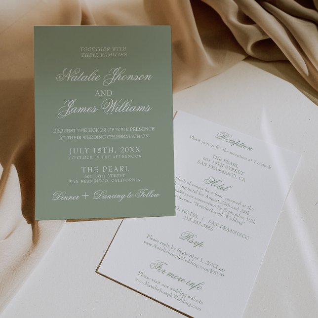 Invitation Classy Sage Green Luxury Boho All In One Wedding (Créateur téléchargé)