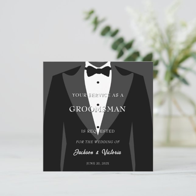 Invitation Classy Tuxedo Groomsman (Debout devant)