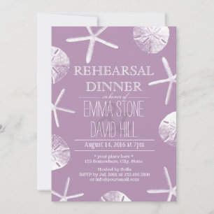 Invitation Classy Violet Beach thème Mariage Dîner de répétit