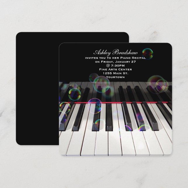 Invitation Clavier de piano avec bulles pour considérant (Devant / Derrière)