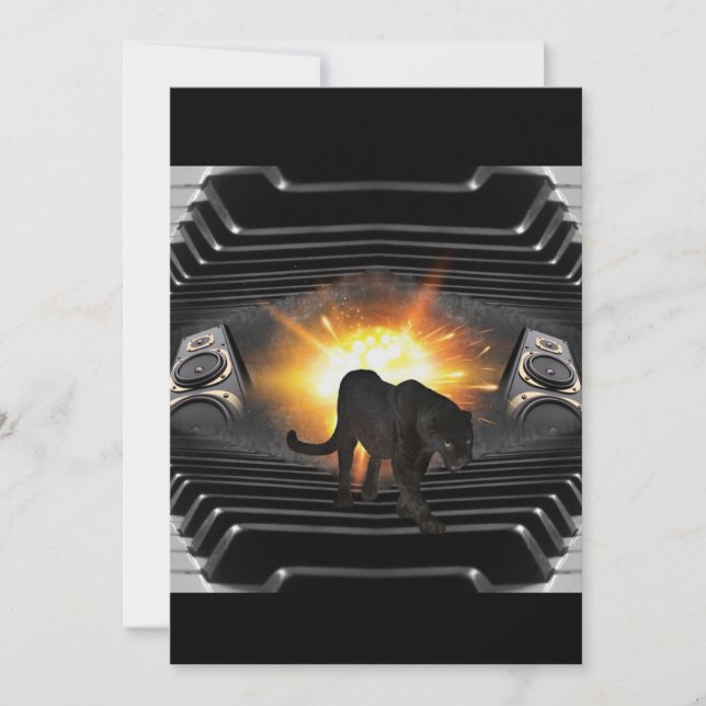 Invitation clavier disco DJ Panther noir Deejay (Devant)