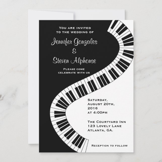 Invitation Clavier Ondulé Mariage (Devant)