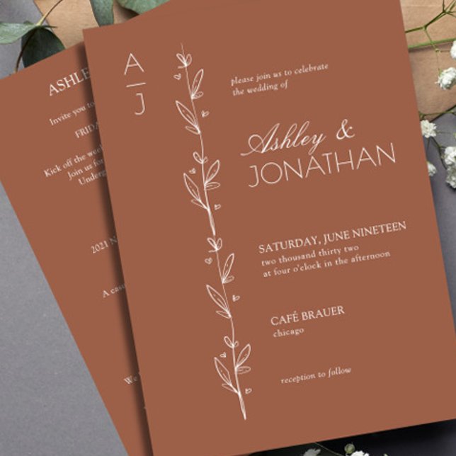 Invitation Clay Mariage de diviseur botanique moderne tout-en (Créateur téléchargé)