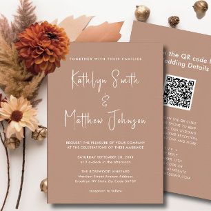 Invitation Clay QR Code Tout en un Script moderne Mariage chi
