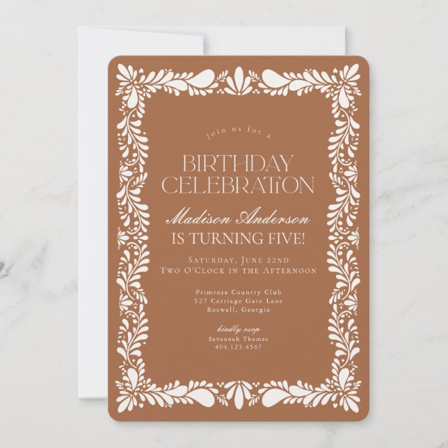 Invitation Clay Talavera Carrelage Espagne fête d'anniversair (Devant)