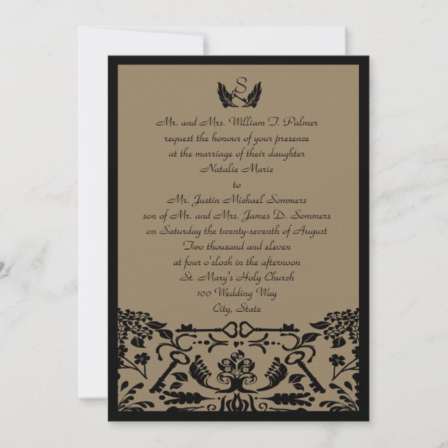 Invitation Clé de mon cœur / Mariage (Devant)