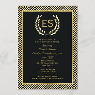 Invitation Clé grecque et couronne de laurier mariage couples
