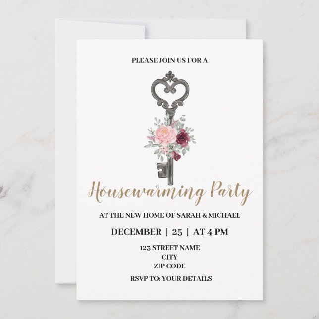 Invitation Clé Thématique Fête du Ménage (Devant)