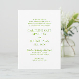 Invitation Clean Lime Green QR Code Mariage élégant