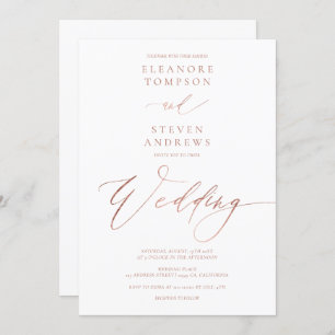 Invitation Clic rose or calligraphie mariage blanc de luxe
