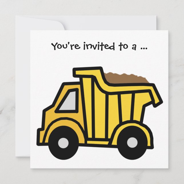Invitation Clip de dessin animé Truck Boy Fête d'anniversaire (Devant)