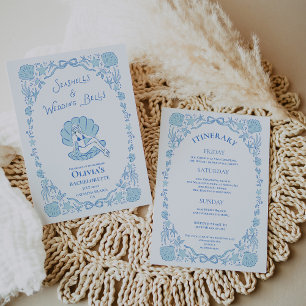 Invitation Cloche de mariage Coquillages Blanc Mariée de fant