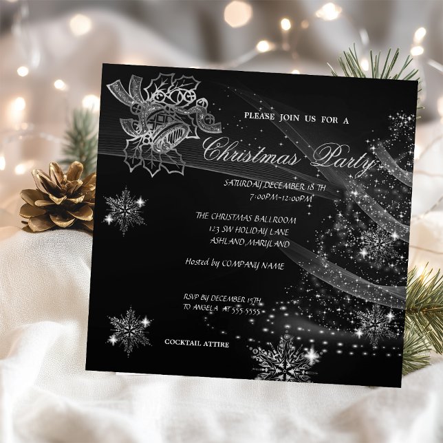 Invitation Cloche de Noël, Feux de neige, Arbre, Fête de l'en (Créateur téléchargé)