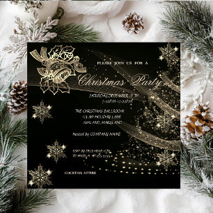 Invitation Cloche de Noël,Flocons de neige,Arbre ,Fête d'entr