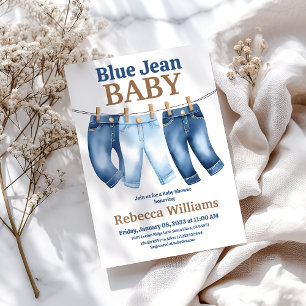 Invitation Cloche Denim Boy Blue Jean Baby shower