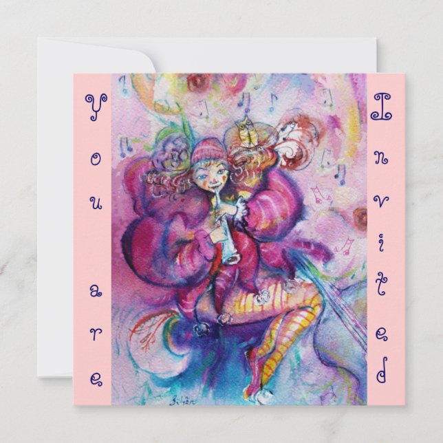 Invitation CLOCHER MUSICAL, bleu rose (Devant)