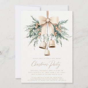 Invitation Cloches de Gui Fête de Noël Rustique