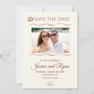 Invitation Cloches de mariage avec photo Save the Date