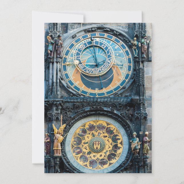 Invitation Closeup sur l'horloge astronomique de Prague (Devant)