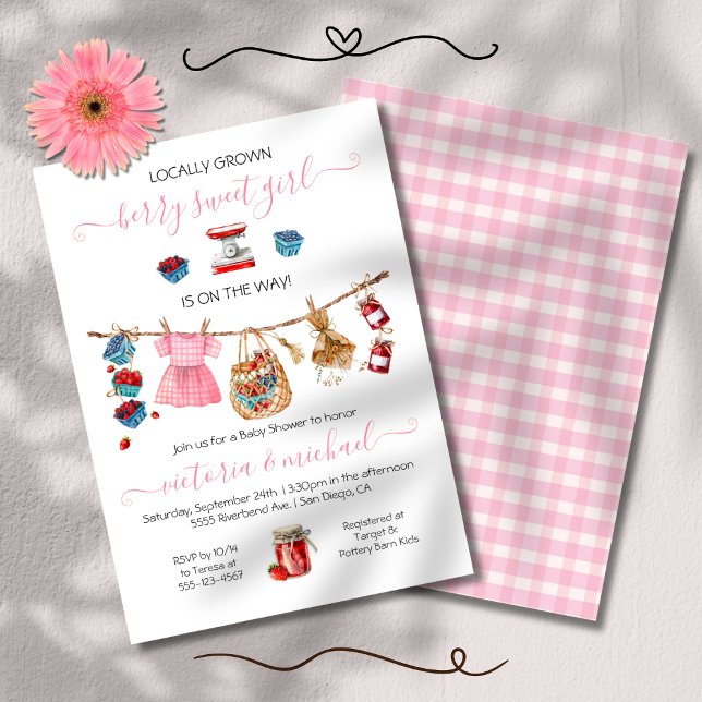 Invitation Clothesline Market Berry Sweet Baby shower (Créateur téléchargé)