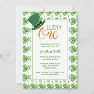 Invitation Clou vert Lucky One Anniversaire de enfant de St P