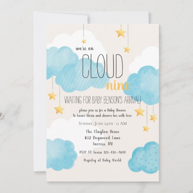 Invitation Cloud 9 Baby shower (Devant)