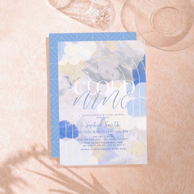 Invitation Cloud 9 Gouache Peinture Baby shower de brosse (Créateur téléchargé)