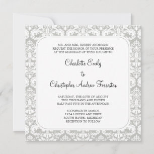 Invitation Cloud argenté de l'invitation Mariage damassé