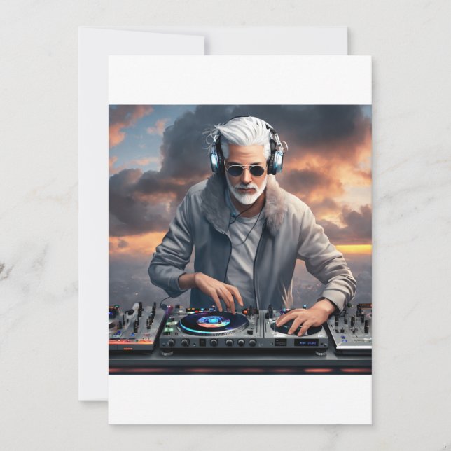 Invitation Cloud Beats : White Grey Haired DJ Design (Devant)