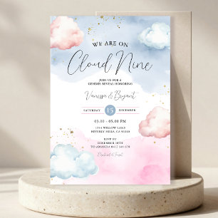 Invitation Cloud Blush rose et bleu Sexe Révéler Parties scin