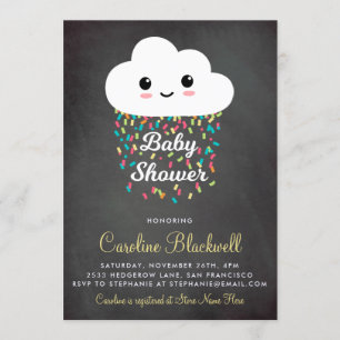Invitation Cloud et Confetti Baby shower de tableau de bord