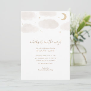 Invitation Cloud et étoiles Baby shower d'aquarelle neutre