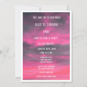 Invitation Cloud Neuf 1re Filles Premier Anniversaire QR Code