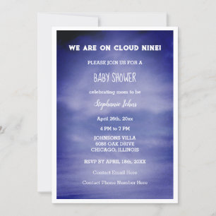 Invitation Cloud Neuf Baby showers Garçons Filles Bleu Esthét