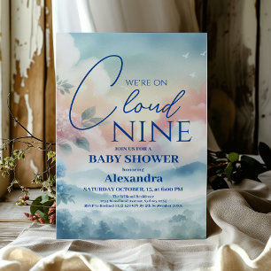 Invitation Cloud neuf bleu bébé garçon baby shower