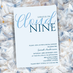Invitation Cloud Neuf Simple Typographie bleu nuptiale