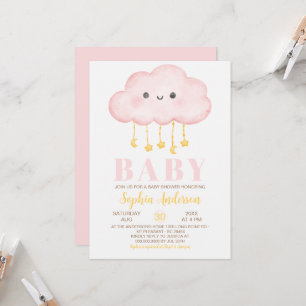 Invitation Cloud rose Baby shower fille